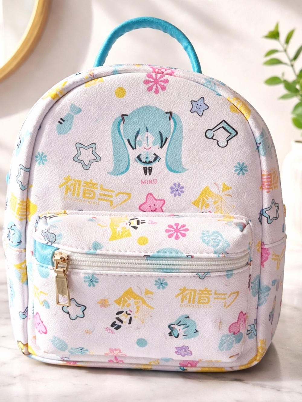 Hatsune Miku Mini Backpack with Blue Accents - Miku Print